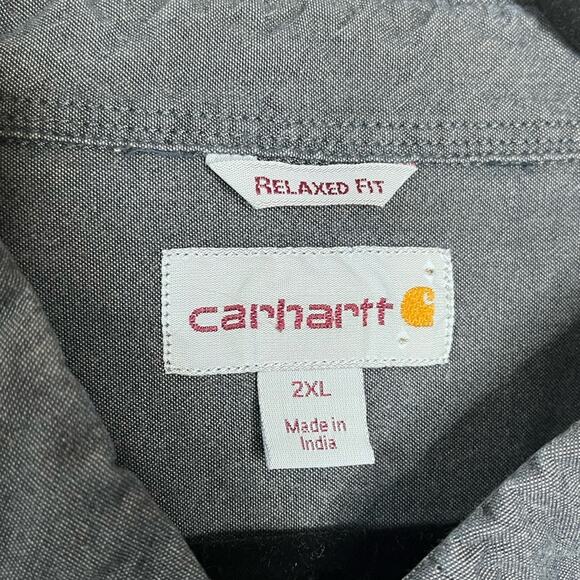 CARHARTT Relaxed Fit Shirt Mens 2XL Blue/Gray Long Sleeve Button Down - Picture 4 of 5